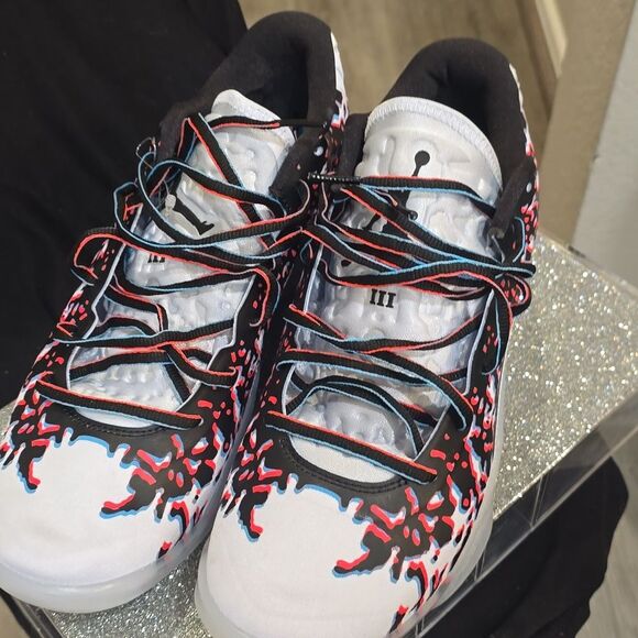 Jordan Zion 3 NRG 3D Shoes- Football Grey/Flash Crimson/Chlorine Blue/Black - Picture 11 of 13